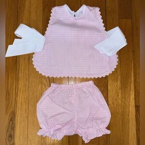 TBBC Pink Gingham Talbott Side Tie Set 18/24 months EUC